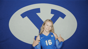 Volleyball Pointing GIF by BYU Cougars