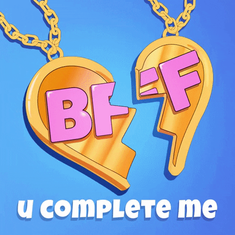 gif of a BFF necklace saying "you complete me"
