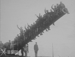 NationalWWIMuseum black and white cheering military footage GIF
