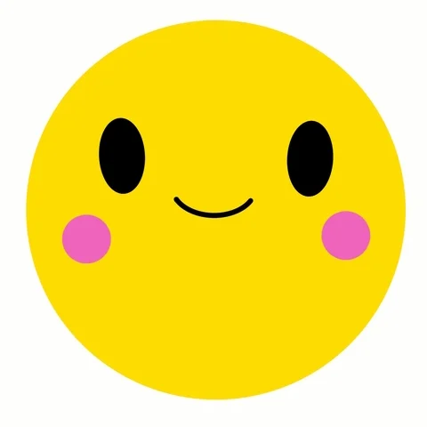 GIF of a yellow smiley face with pink cheeks and pink heart eyes