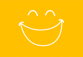 Digital art gif. Smiley face with an open mouth. The mouth fills up with letters that spell out, “Mondays!”