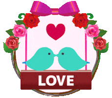 Love Birds Heart Sticker
