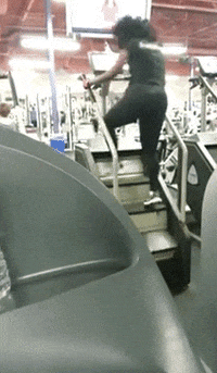 Cheezburger gym exercise stairmaster GIF