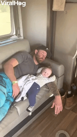 Baby Tries To Bail From Couch Nap With Dad GIF by ViralHog