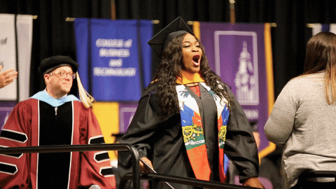 Black woman excited graduating