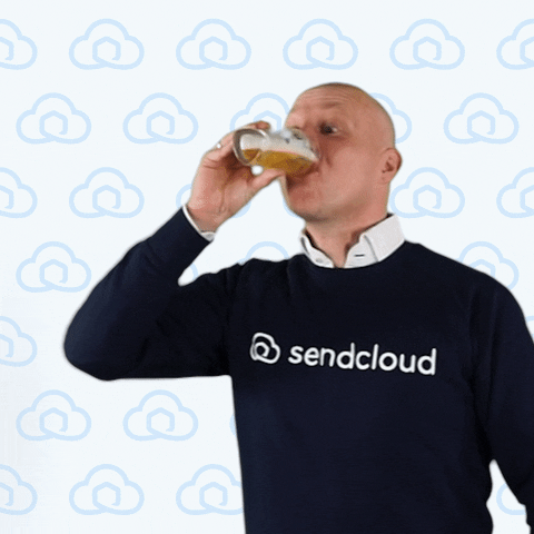 Sendcloud beer thirsty party time give me more GIF
