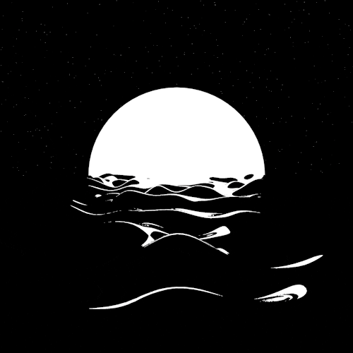 boyfifty sad moon ocean sea GIF