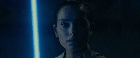 Star Wars blue rey lightsaber daisy ridley GIF