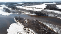 Ice Chunks Fill River in Northern Maine as Spring Thaw Gets Underway