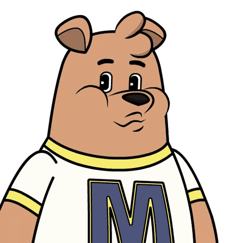 Cartoon gif. Cartoon character Max Bear dances by shimmying his shoulders with a grin on his face. 