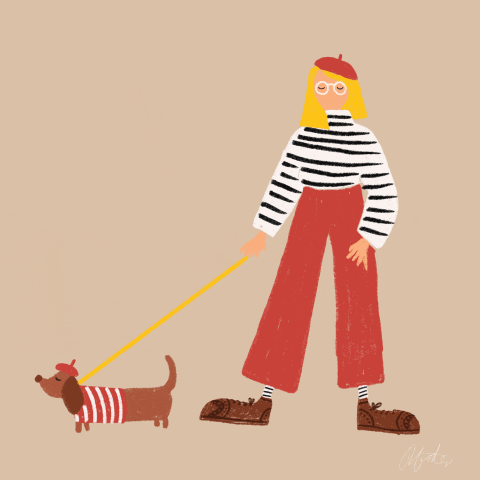 rach-foster dog illustration pet french GIF