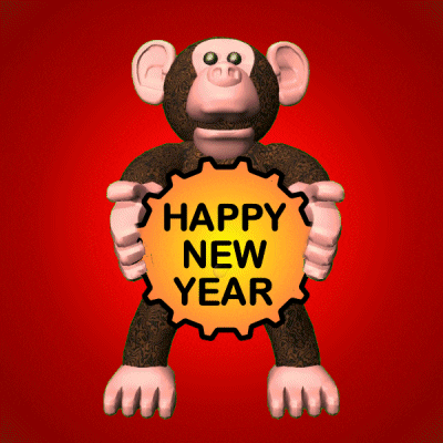 New Year Monkey GIF