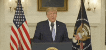 Political gif. Donald Trump is giving a speech and he's about to say something but stops himself, saying instead, "Can't say that."