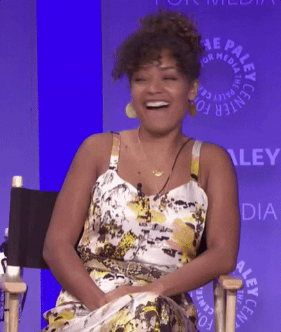 antonia thomas laughing GIF by The Paley Center for Media
