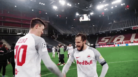 Giphy - Champions League Hug GIF by FC Red Bull Salzburg