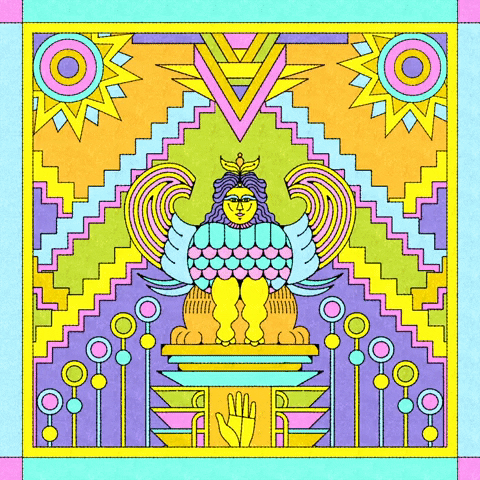 nolanpelletier colorful illustrator ancient sphinx GIF