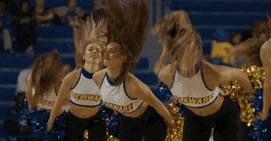 Blue And Gold Hair Flip GIF by Delaware Blue Hens