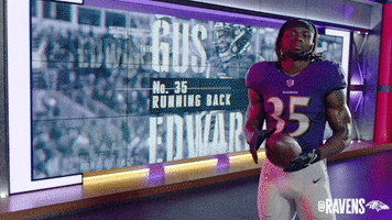 Holding Gus Edwards GIF by Baltimore Ravens