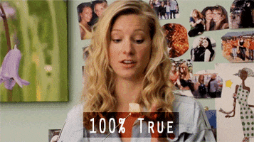 TV gif. Heather Morris as Brittany from Glee touching a toasted marshmallow while talking. Text, "100 percent true."