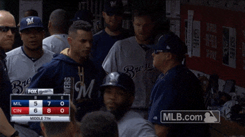 milwaukee brewers dugout celebration GIF by MLB