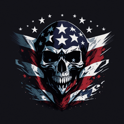 Winchawa skull pitbull biker american flag GIF