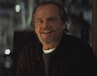 Movie gif. Jack Nicholson as Dr. Buddy Rydell in Anger Management nods menacingly as we zoom in on his face.