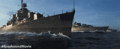 GreyhoundMovie ocean waves boat ship GIF