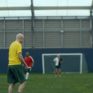 old people playing football