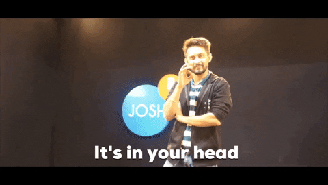An animated gif of a man tapping his temple and saying "It's all in your head."