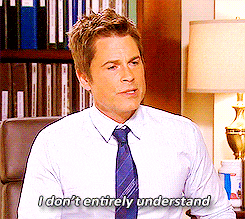 Parks and Recreation gif. Rob Lowe as Chris frowns slightly with his head tilted to the side, saying, "I don't entirely understand," which appears as text.