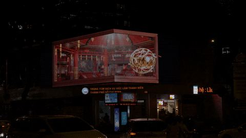 Hoành tráng như Võ Lâm Truyền Kỳ: Đầu tư biển quảng cáo 3D LED tân tiến để chúc Tết cộng đồng