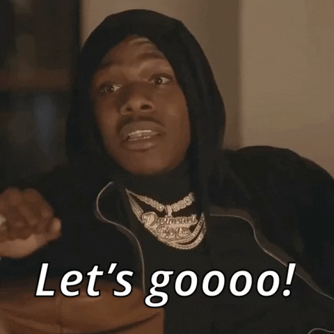 Celebrity gif. Rapper Lil Yachty says, with a smile, “Let’s goooo!”