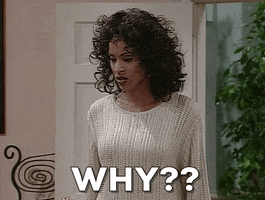 TV gif. Karyn Parsons as Hilary on The Fresh Prince of Bel-Air. She stomps her foot and looks frustrated as she says, "Why!?"