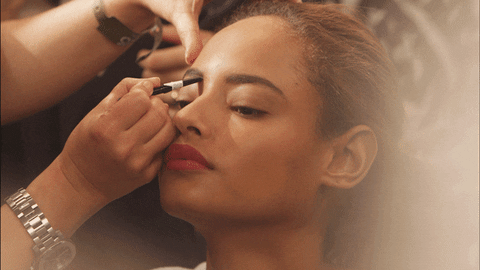 Burberry model beauty makeup lips GIF