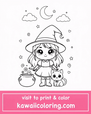 Halloween Cute Witch GIF by KawaiiColoring