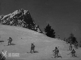 NationalWWIMuseum black and white skiing military footage GIF
