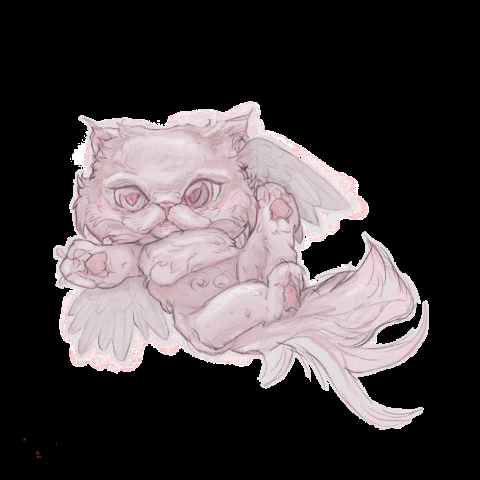 etherhocromic art cat illustration angel GIF