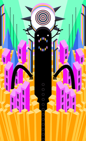 ShallowLagoon retro trippy psychedelic monster GIF