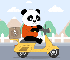 gifyard_friends bike delivery panda way GIF