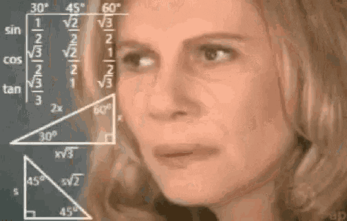 Woman overthinking maths gif