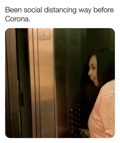 ComedianHollyLogan coronavirus social distancing elevator introvert GIF