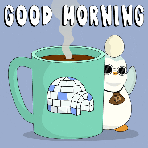 Good Morning Coffee GIF by Pudgy Penguins