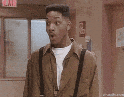 TV gif. Will Smith on The Fresh Prince of Bel-Air drops his jaw comically in shocked surprise.