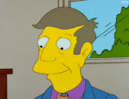 The Simpsons gif. Principal Skinner nods, looking down while saying, "aww," which appears as text.