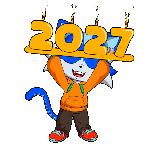 Happy New Year Cat Sticker by Toshithecat