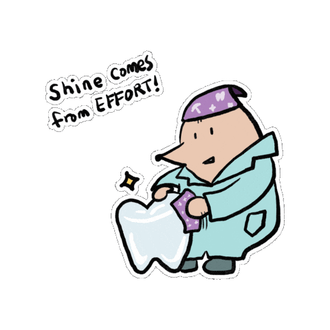 Shine Tooth Sticker by Soysauceeggrice Studio