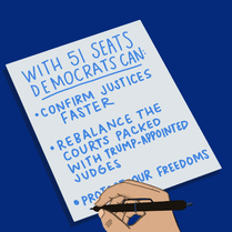 With 51 seats, Democrats can confirm Justices faster, rebalance the courts, and protect our freedoms