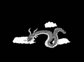 Kamiraii black and white dragon chinese creature GIF