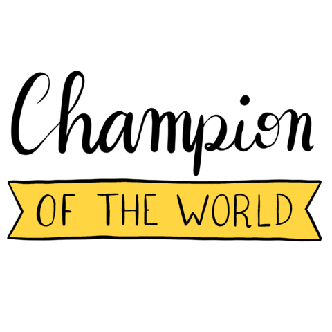Champion Of The World Win Sticker by Rafs Design
