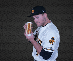 SaltLakeBees baseball eating bees hot dog GIF